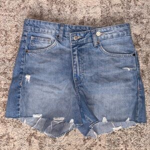 Zara Light Blue Distressed Jean Shorts